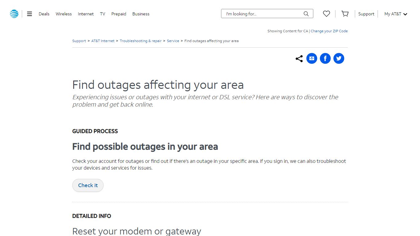 Find Outages Affecting Your Area - AT&T Internet Customer Support