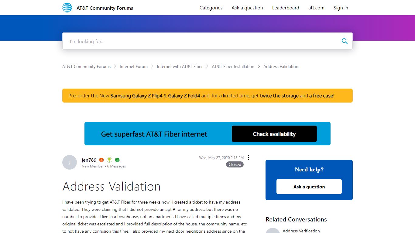 ‎Address Validation | AT&T Community Forums